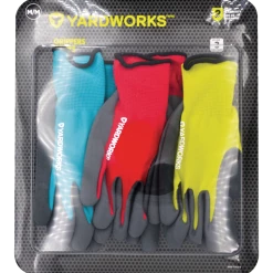 Yardworks Latex Coated Gripper Gardening Gloves, Small/Medium, Assorted Colours, 3-pk