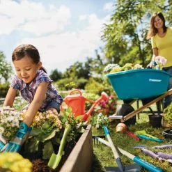 Yardworks Metal Kids' Long Handle Garden Tools, Wooden Shaft, Assorted Styles