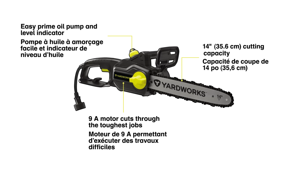 Yardworks 9 Amp Electric Corded Chainsaw, 14-in - Image 9
