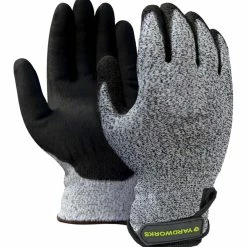 Yardworks Level 5 Cut Resistant Nitrile Coated Lined Unisex Work Gloves, Large, Yellow/Black