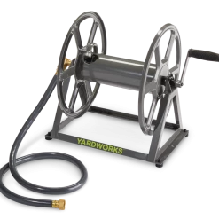 Yardworks Floorto Wall Mount Steel Garden Hose Reel Cart With Leader Hose, 200-ft
