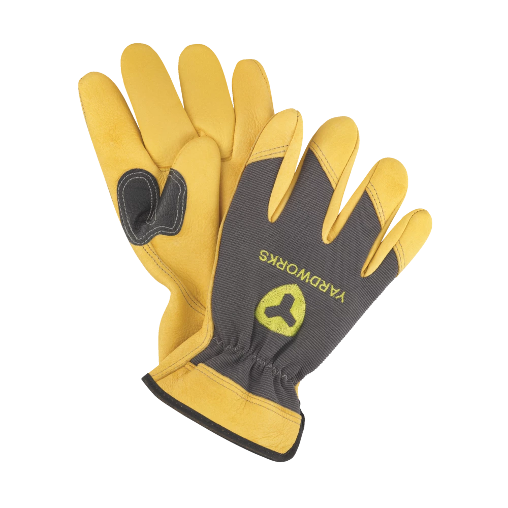 Yardworks Goat Skin Leather Unisex Work Gloves, Assorted Sizes, Brown/Grey - Image 3