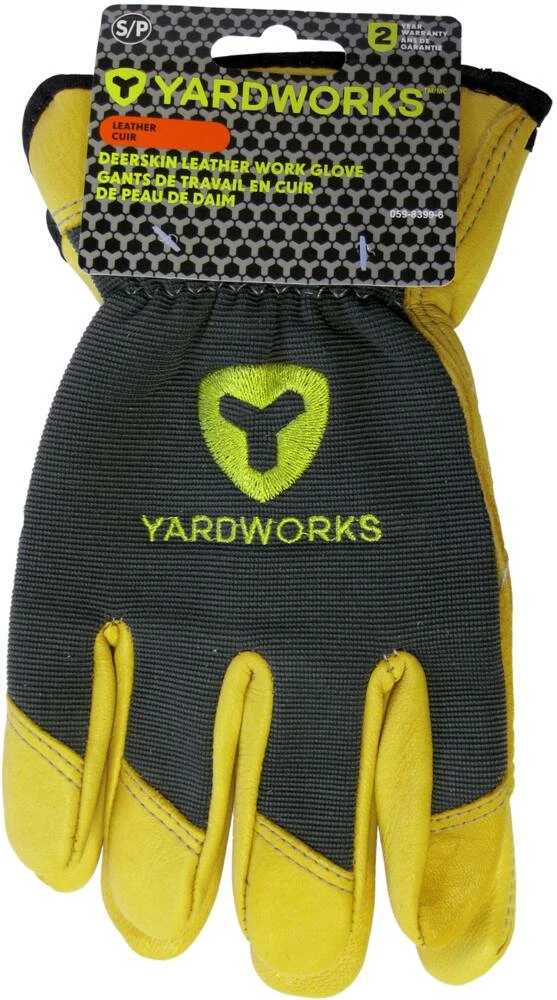 Yardworks Goat Skin Leather Unisex Work Gloves, Assorted Sizes, Brown/Grey - Image 4