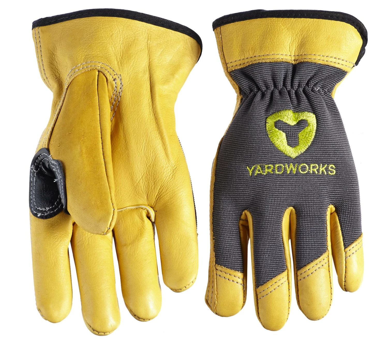 Yardworks Goat Skin Leather Unisex Work Gloves, Assorted Sizes, Brown/Grey - Image 2