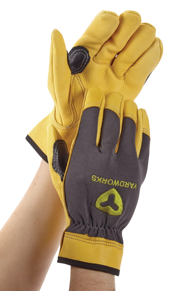 Yardworks Goat Skin Leather Unisex Work Gloves, Assorted Sizes, Brown/Grey - Image 5