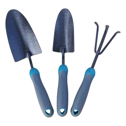 Yardworks Carbon-Steel Garden Tool Set With Rubber Handles, Hammertone Finish, 3-pc