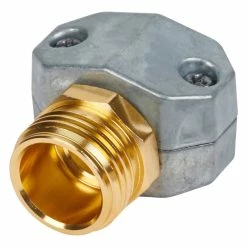 Yardworks Metal Garden Hose Repair Mender, Male End Connector, Fits 5/8 & 3/4-in Hoses