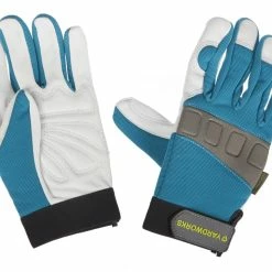 Yardworks Impact Protection Goat Skin Leather Gardening Gloves, Medium, Blue