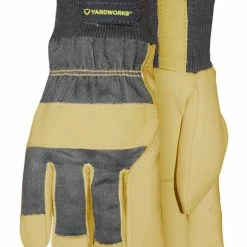 Yardworks Kids' Leather Garden Gloves, Beige & Grey