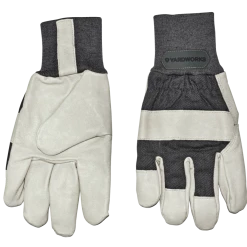 Yardworks Pig Skin Leather Lined Unisex Gardening Gloves, Large,