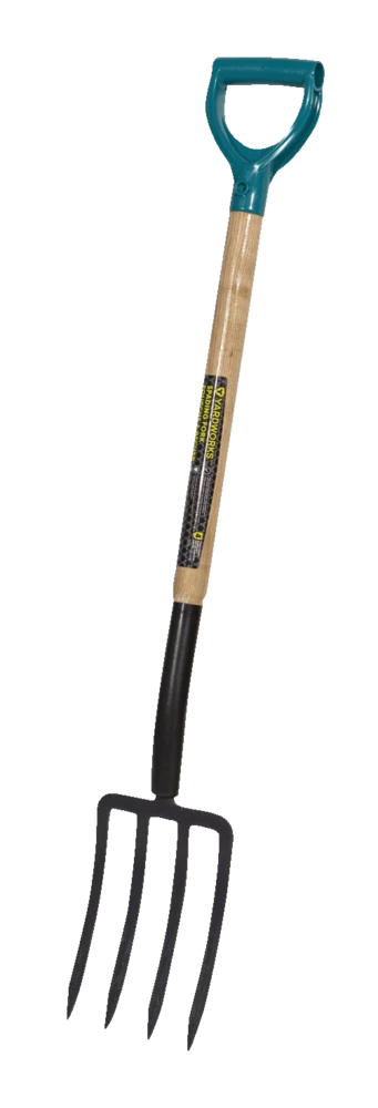 Yardworks Tempered-Steel 4-Tine D-Grip Spading Fork, 30.5-in Wooden Shaft - Image 2