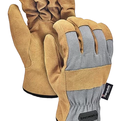Yardworks Suede Canvas Lined Unisex Gardening Gloves, Large, Gold