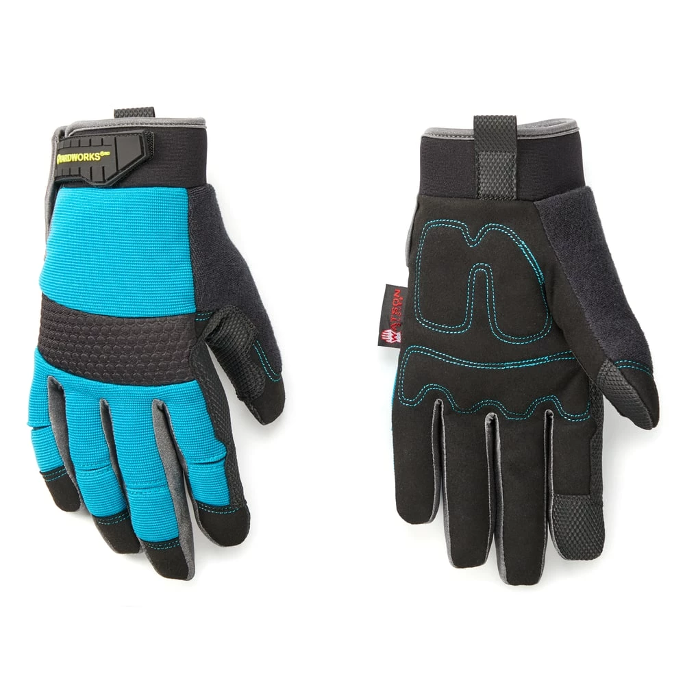 Yardworks WasteNot™ Recycled Air-Flow Mesh Men's Gardening Gloves, Large, Teal - Image 4