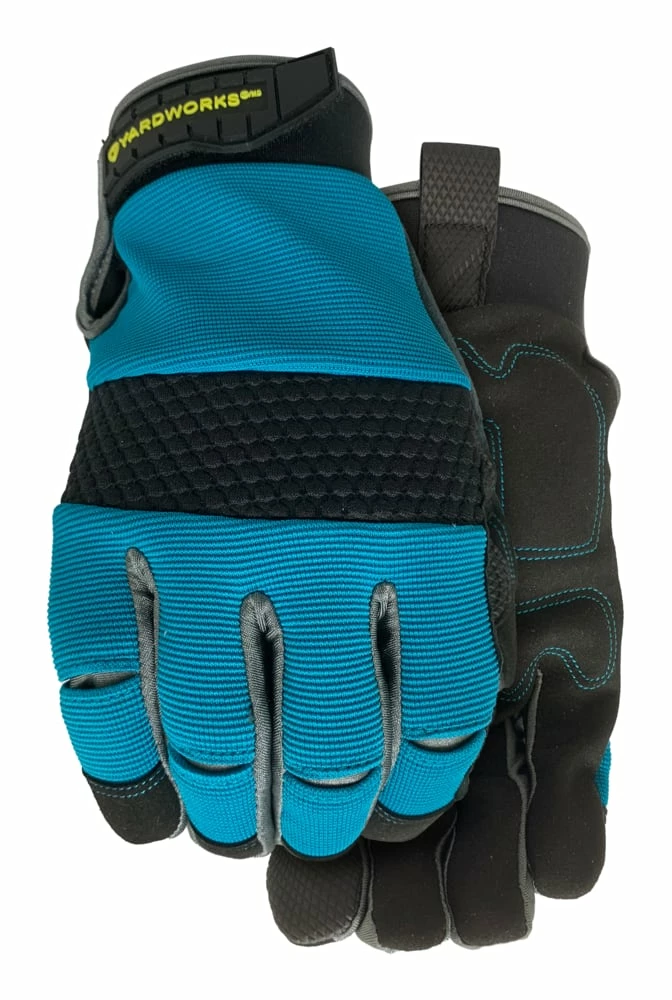 Yardworks WasteNot™ Recycled Air-Flow Mesh Men's Gardening Gloves, Large, Teal - Image 3