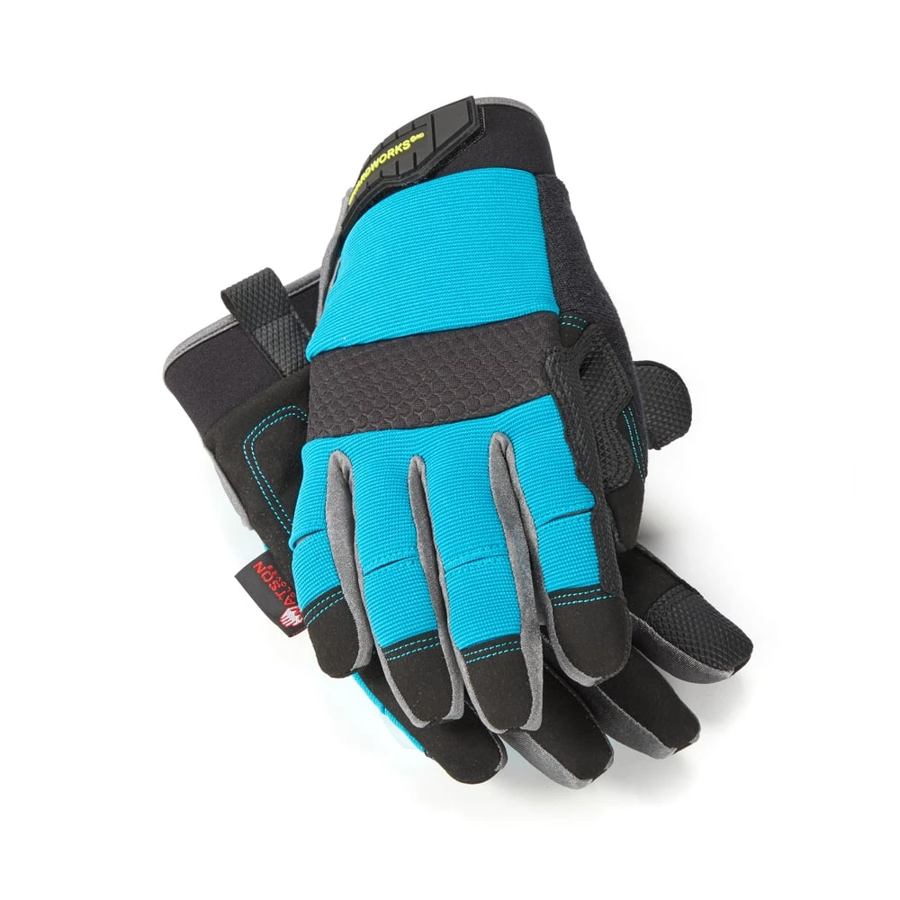 Yardworks WasteNot™ Recycled Air-Flow Mesh Men's Gardening Gloves, Large, Teal - Image 2