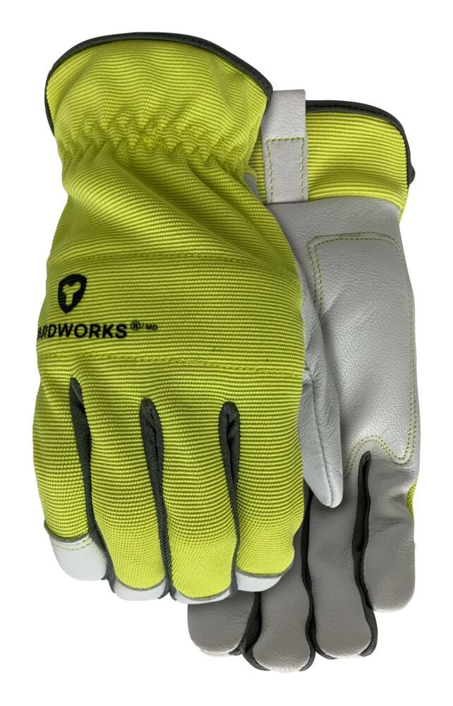 Yardworks WasteNot™ Recycled Fibre GoatskinLeather Men's Gardening Gloves, Large, Green - Image 3