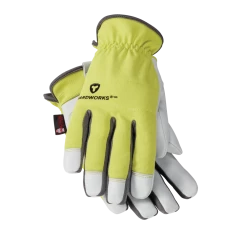 Yardworks WasteNot™ Recycled Fibre GoatskinLeather Men's Gardening Gloves, Large, Green