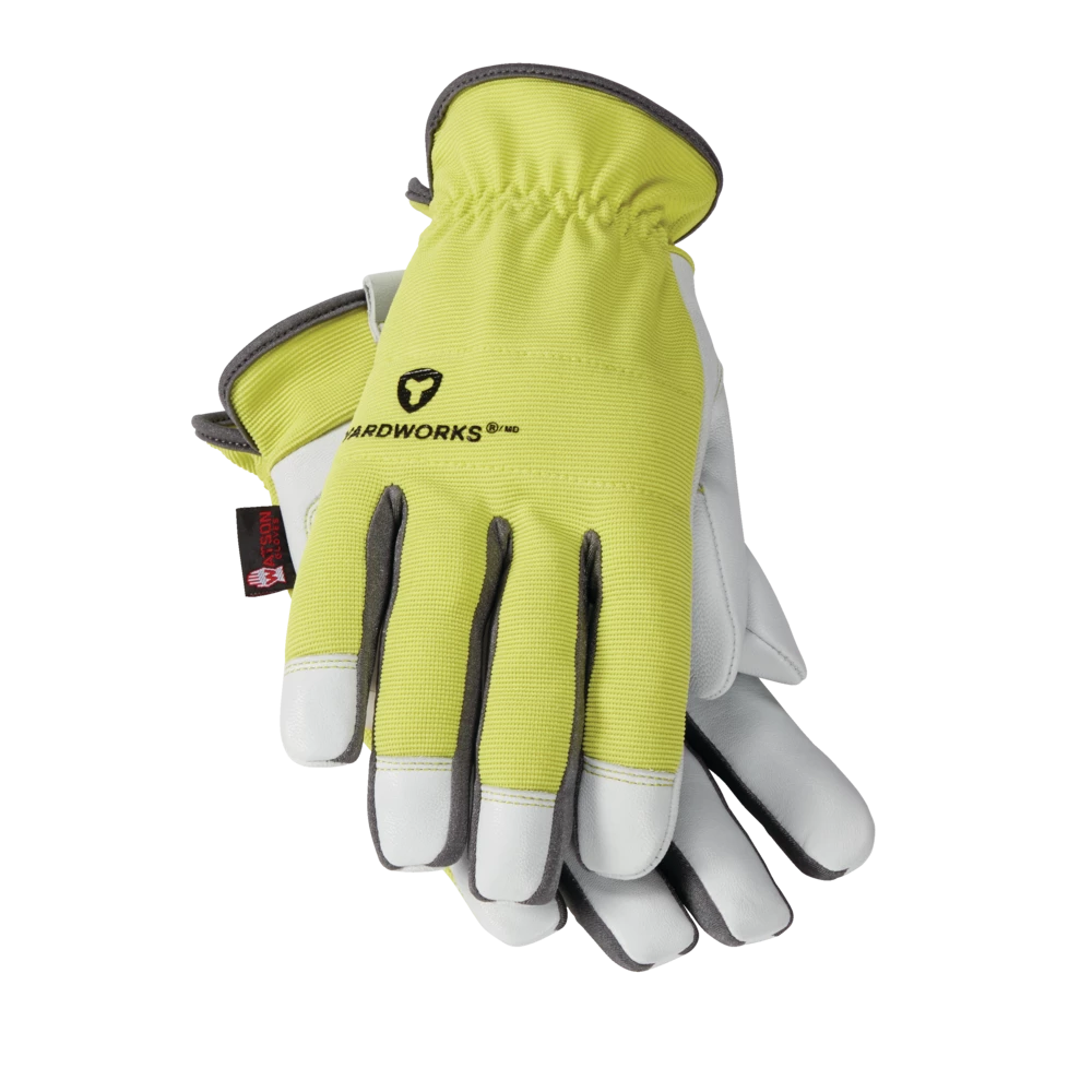 Yardworks WasteNot™ Recycled Fibre GoatskinLeather Men's Gardening Gloves, Large, Green