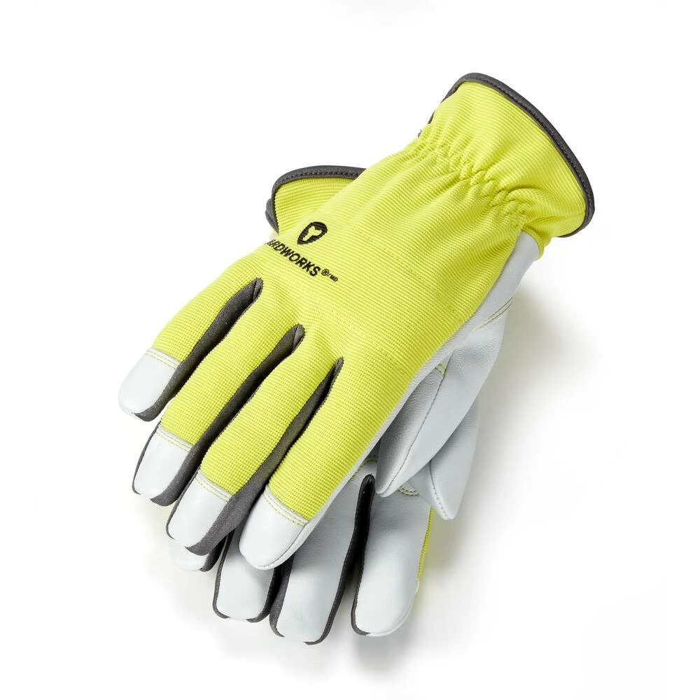 Yardworks WasteNot™ Recycled Fibre GoatskinLeather Men's Gardening Gloves, Large, Green - Image 2